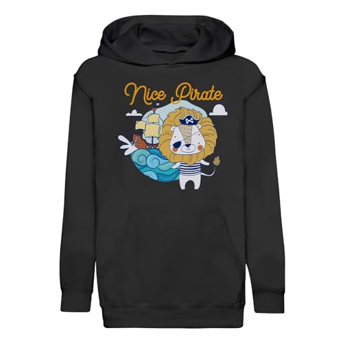 Sweat à capuche enfant lion capitaine dessin rigolo vêtement automne premium