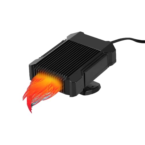 Ownicee Calefactor para Coche Portátil 12V 150W, Calentador de Coche 2 en 1 Calor/Frío con Ventilador, Desempañador y Descongelador de Parabrisas, Giratorio 360° con Enchufe de Mechero