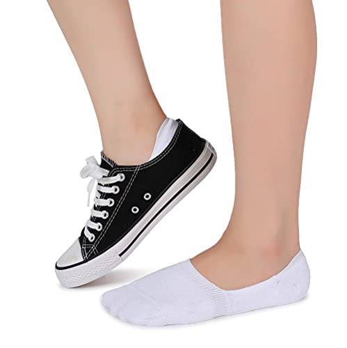 Pareberry Women's Thick Cushion Cotton Athletics Casual Low Cut Flat Non-Slip Boat Liner No Show Socks-5/10 Pack (Shoe Size: 9-11.5, White) #TOP5