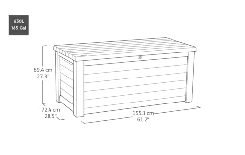 Keter Northwood Auflagenbox/Kissenbox 623 Liter | 100% Wasserdicht mit Belüftung dadurch kein übler Geruch/Schimmel Moderne Holzoptik | Deckel belastbar bis 250 KG | Deckel mit Gasdruckfedern