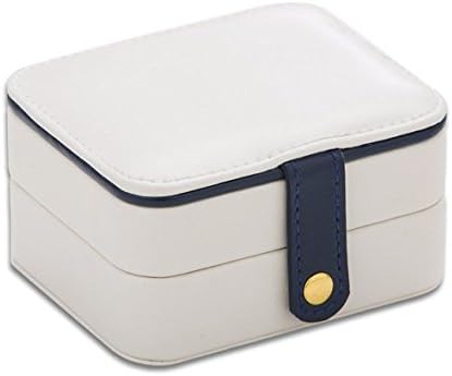 Lflower Small Portable Travel Jewelry Box with Mirror (White)