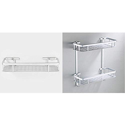 Accessoires salle de bain étagère angle double pont aluminium - 5