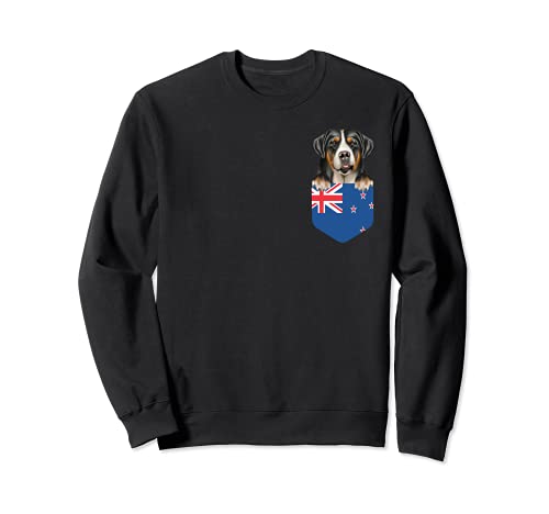 New Zealand Flag Greater Swiss Mountain Dog Dog In Pocket Sweatshirt, Black