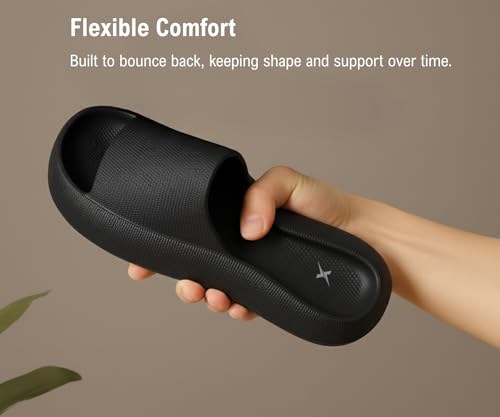 Image of Kraasa Cloudfoam Pillow Slippers for Men Non Slip Quick Drying Shower Slides Bathroom Sandals | Ultra Cushion | Thick Sole