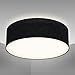 Produktbild B.K.Licht  Deckenlampe  Schwarz, 300 mm Ø, 10 cm hoch, Stoff Lampenschirm, blendfreies & gleichmäßiges Licht, Rund