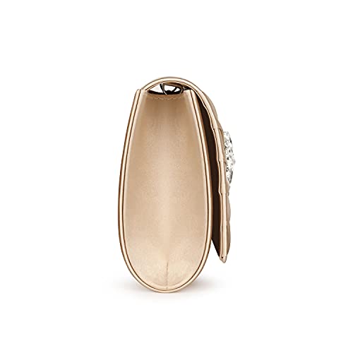 Image of Evening Bags For Women Pleated Satin Rhinestone Brooch Prom Clutch Purse With Detachable Chain Strap