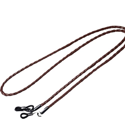 YXINAER 1 Pieza de Cuerda de Cuero Trenzada Gruesa for Gafas de Sol, Correa de cordón for Gafas, Accesorios Antideslizantes for Deportes al Aire Libre Cadena de Gafas para Mujer(Dark Brown)