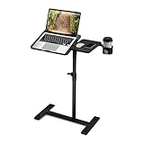 Aothia Table d'appoint réglable en hauteur avec roulettes cachées, table de soin pour lit, table d'ordinateur en bois, petite table de chevet, table de canapé, table de chevet pour salon, chambre à