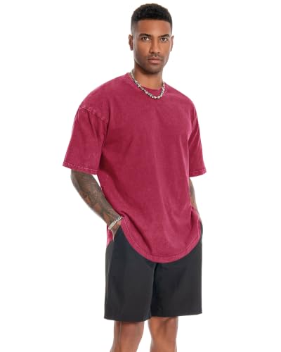Image of Oversized Tshirts for Men Short Sleeve Vintage Washed Basic Loose Tees