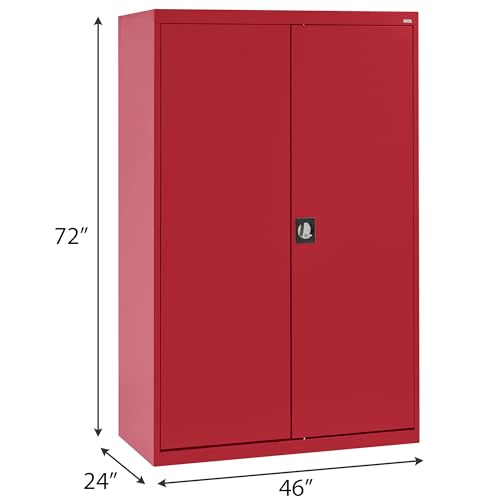 Sandusky Lee EA4R462472-01 Elite Garage Storage Cabinet, Steel Utility Cabinet with Adjustable Shelves, 72\"H, Red