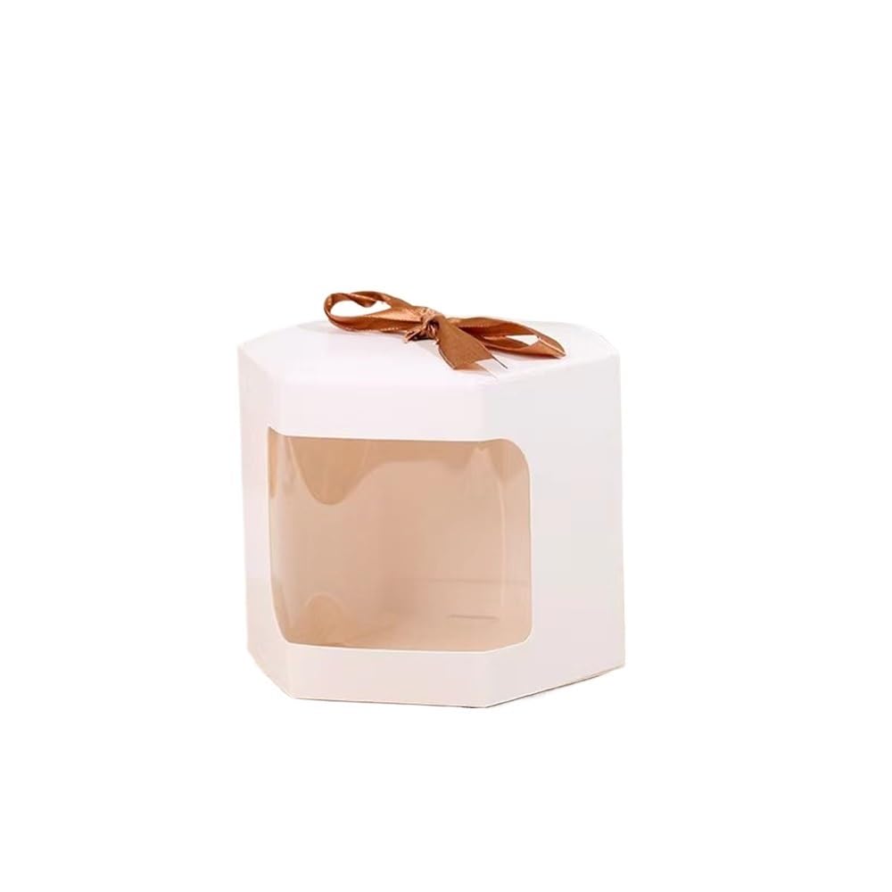 YWMEAC 12Pcs Packaging Boxes Paper Cake Boxes Bags, Clear PVC Birthday Candy Boxes/White/10 * 10 * 10Cm