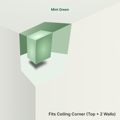 Image of 3D Cube Pixelated Box Illusion Wall Sticker for 90 Corner | Geometric Optical Illusion Wall Decal | Corner Wall & Ceiling Decor | Peel & Stick (ZenCube 12 X 12 Inch - Mint Green)
