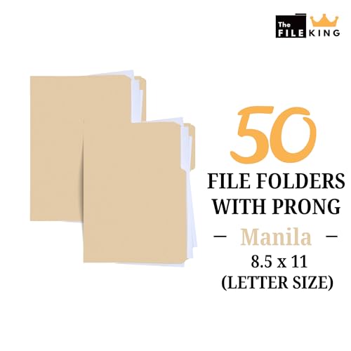 The File King Manila File Folder with Two 2" Fastener Prongs - Letter Size | Box of 50 | 1/3 Cut Top Tab | Positions 1 & 3 | Organize Papers for Easy Storage | American Made by The File King - Image 2