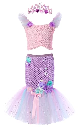Disfraz completo de sirena para niñas 5-6 años miniatura 1