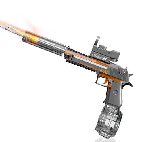 UROINT Electric Water Gun for Adults Kids, Automatic WaterGun with Led Light, Long Range Transparent Electric Squirt Gun Blaster Summer Outdoor Pool Party Toys Gifts for Boys Girls (Black) by UROINT - Used condition - US$18.14