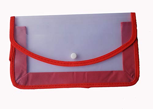 Image of RRV Flexi Button Bag, Button File, Cheque Book Holder /Button Folder /Document Holder /Passbook Holder 6 INCH X 10 INCH (Pack of 2) - Red