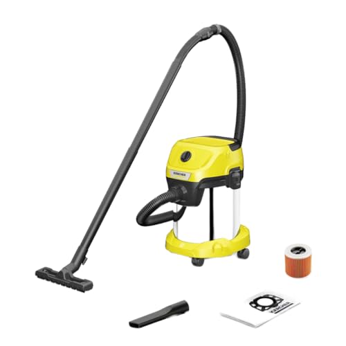 Karcher WD3 S V-17/4/20 Aspirador en seco húmedo, contenedor de 17 litros, Limpieza doméstica Multiusos, succión Potente, Accesorios versátiles, Amarillo
