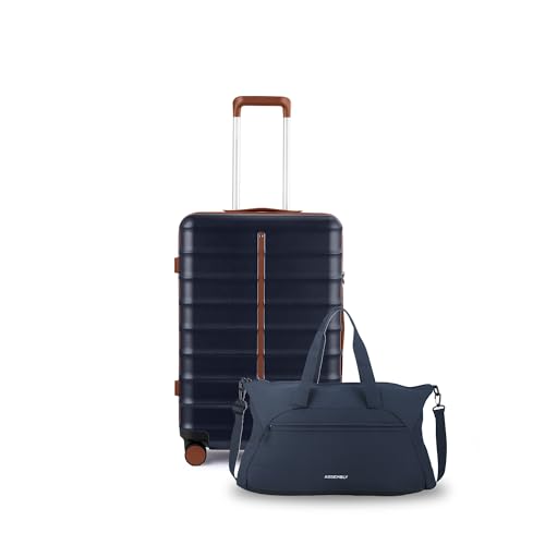 Image of Assembly Polycarbonate Cabin Suitcase 20 Inches | Hard-Sided Trolley Bag with Premium Weekender Water Resistant Duffle Bag | 45L + 40L | Blue | Odyssey