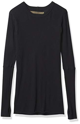 Image of Enza Costa Women's Cashmere Blend Cuffed Crew Top with Thumbholes