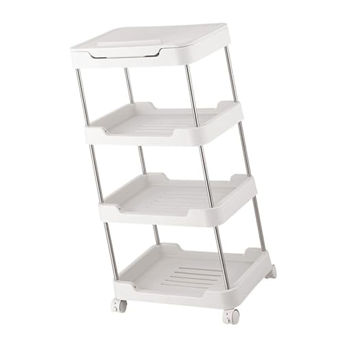 Duyeuau Carrito rodante de 3 niveles/4 niveles con mesa y cajón, estantería móvil para el hogar y la oficina