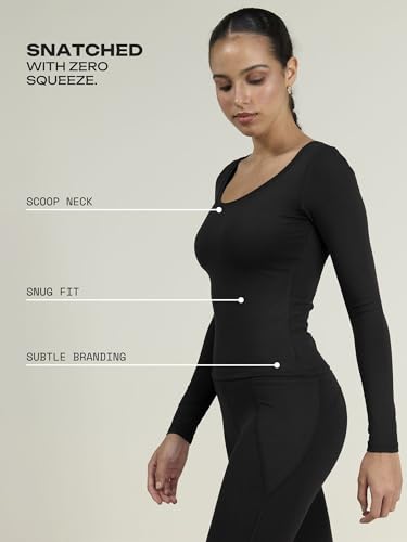 Image of CAVA Sculpt Scoop Top for Women | Snug Sculpted Fit, Long Sleeves, Scoop Neckline, Minimal Branding, Everyday Activewear Tee