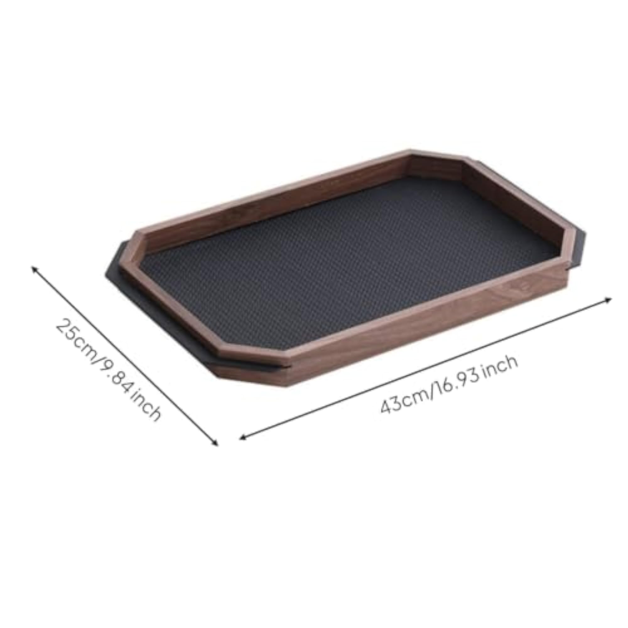 Sleek-Profile Walnut Tray with Leather Inset