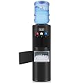 ICEPURE Water Dispenser with Ice Maker, 3-in-1 Hot and Cold Water Cooler with Built-in Bullet Ice Maker Machine, 26.5lbs/24H, Top Loading for 3-5 Gallon Bottle, Child Safety Lock, Black