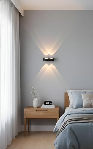 Image of FILLISKA Ultra Slim LED Indoor /Outdoor Wall Light, IP-65 Rainproof & Shockproof Body. (Slim MattBlack 2up + 2down)(2 Year Warranty)