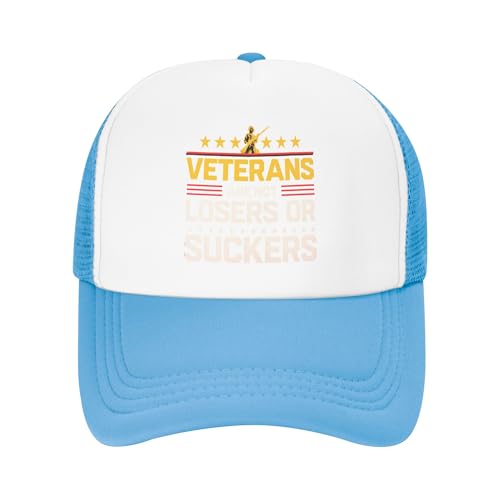 Veterans are Not Loser Or Suckers Trucker Hats Patriotic Honor Veteran's Day Hat Adjustable Mesh Back Baseball Cap