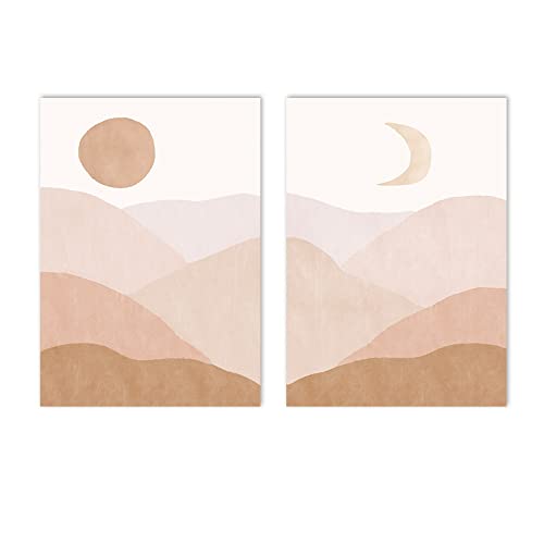Tableau paysage abstrait beige créez un coin de sérénité dans votre chambre à coucher