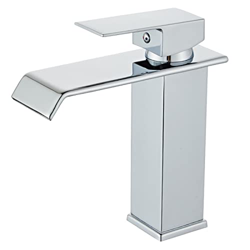 Robinet de lavabo cascade anti-éclaboussures en acier inoxydable à poignée unique