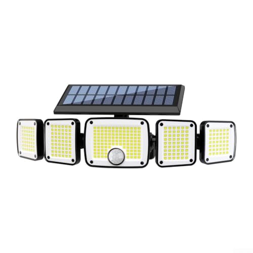 Applique murale solaire 5 têtes LED avec détecteur de mouvement et télécommande étanche