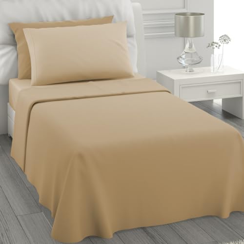 L'ANTICO ARCOLAIO - Lenzuola Letto Singolo 100% Cotone Completo con Federe Cuscini, Set Anallergico e Antiacaro, Colore Tinta Unita, Manifattura Made in Italy con Fibra Naturale
