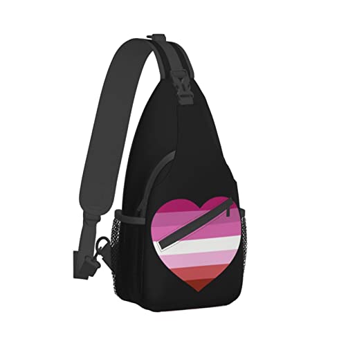 Mochila cruzada unisex con diseño Lesbian Pride Heart miniatura 3