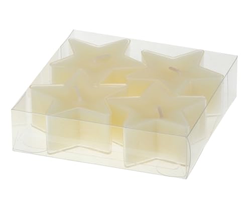 Velas de té con forma de estrella crema, 4 unidades, 5 horas