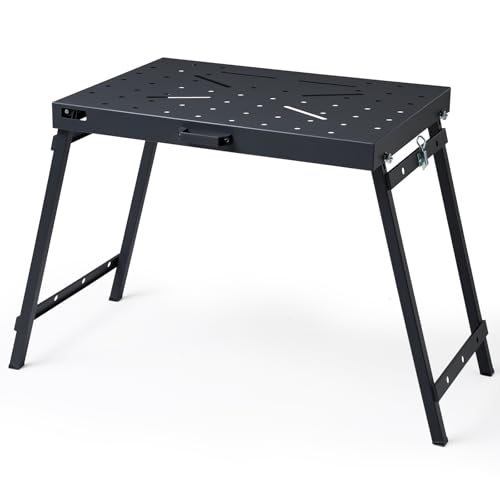 Image of OLBRUS Welding Table Foldable Work Bench, Folding Workbench,1000LBS Capacity Heavy-Duty Welding Workbench with Fixture Holes, Foldable Steel Work Bench for Welding, Assembly & Repair
