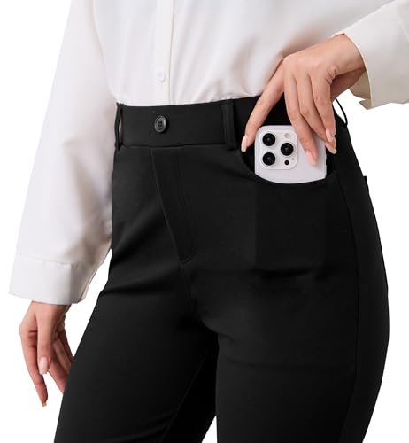 VIMPEP Women’s Classic Yoga Dress Pants Mid Rise Straight Soft Feeling Pull On Stretchy Work Pants for Casual Slacks 22022