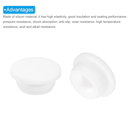 Image of MECCANIXITY 15pcs T-Shaped Silicone Plugs 26mm 1 Inch Dia Snap in Plug Hole Seal Cover Round Rubber Stopper for Kitchen Rubber Bulkheads Waterproof Sealing Plugs White