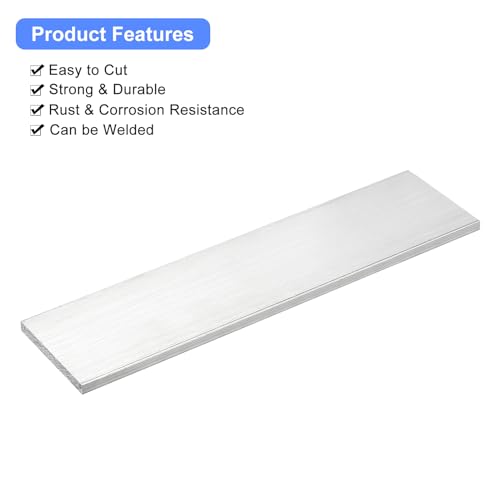 Image of uxcell Square Aluminum Flat Bar, 1 /4 inch Thick 2.4 inch Width 10 inch Length Square Aluminum Bar 6061 Aluminum Flat Plate, 6 x 60 x 254mm T6511 Solid New Mill Stock for Industrial Building