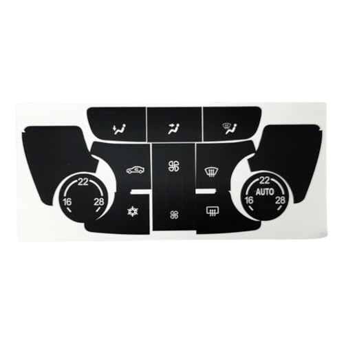 Black A/C Climate Control Button Repair Decal Sticker Set for Buick Verano and Encore – PVC Matte Finish, Fade Resistant, Enhanced Visibility with Factory Lighting Compatibility