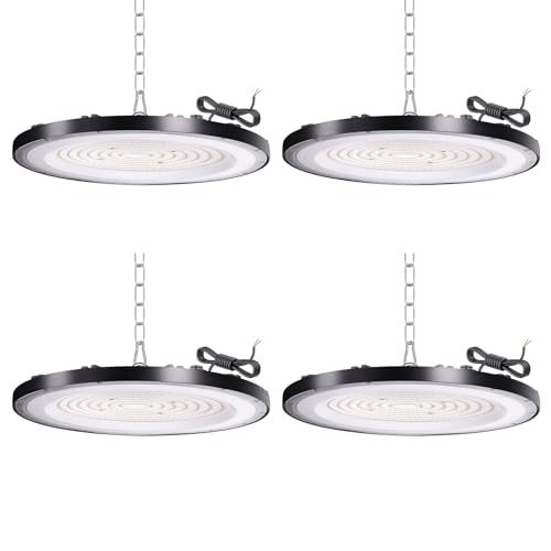 300W UFO LED Lámpara de Alta Bahía, 6500K BlancaFría LED UFO High Bay Lumière,30000LM IP65 Impermeable Campana LED Industrial lampara techo para Fábricas, Aeropuerto, Patio, Garaje,Taller (300W)