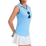 Golf Polo Shirts for Women V Neck Collared Sleeveless Tennis Tops Quick Dry UPF 50+ Sun Protection Work...