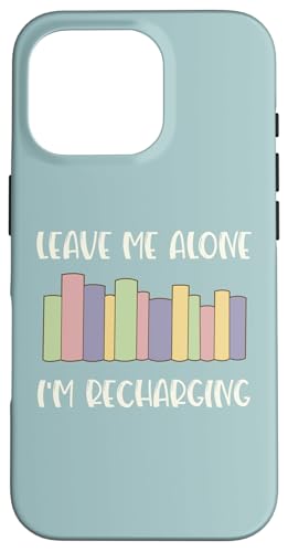 Carcasa para iPhone 16 Pro Leave Me Alone I'm Reading Bookshelf Book Lover Retro Azul