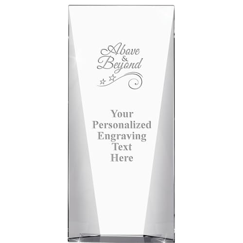 11" Above and Beyond Custom Engraved Trophy - Waterfall Corporate Crystal - Recognition Award for Employees - Corporate Awards - Personalized Engraving