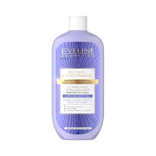 Eveline Cosmetics Lait pour le corps ultra riche avec rétinol et niacinamide - Soin hydratant intense et lotion pour le corps rajeunissant