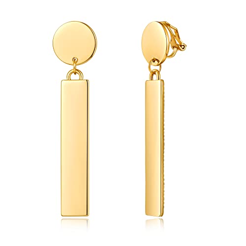 Gold Bar Drop Clip On Earrings Geometry Clip Earrings For Women Statement Earrings #TOP17