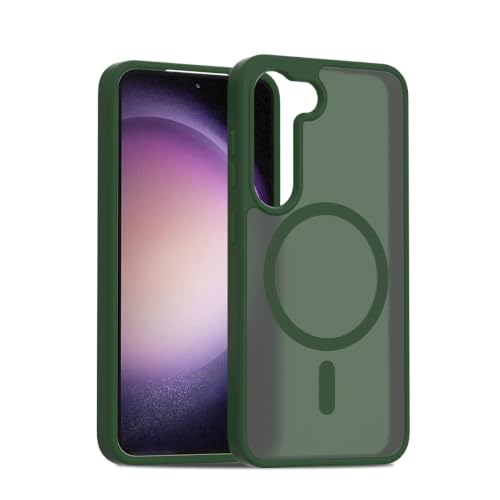 Coque arrière magnétique Galaxy S24 vert effet peau : charge sans fil sans coupure