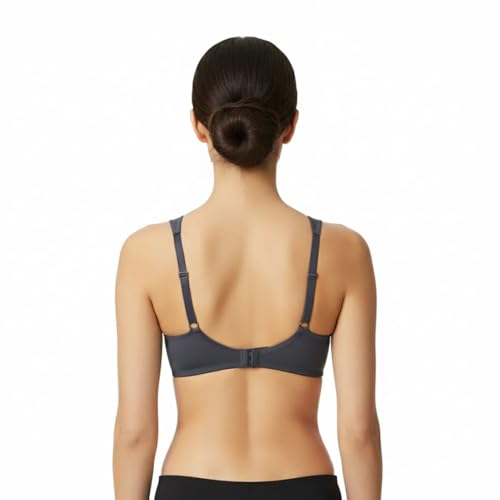 Selene, Reggiseno Contenitivo Donna Con Spalline Larghe Comfort E Ferretto, Senza Imbottitura, Collezione Lorea, Colore Grigio, Taglia 5D - 2