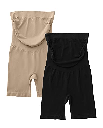 Kindred Bravely Bamboo Seamless No Rub Maternity Thigh Saver 2 Pack (Beige/Black, X-Large) #TOP1