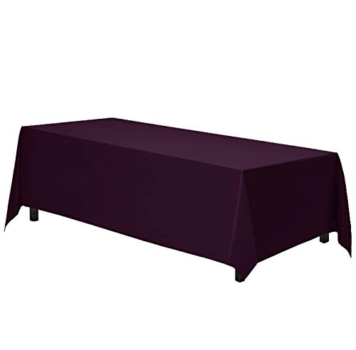 Image of Gee Di Moda Rectangle Tablecloth - 70 x 120 Inch Eggplant Table Cloth for 6 or 8 Foot Rectangle Tables - Heavy Duty Washable Fabric - for Holiday Party, Dinner, Weddings, Baby Shower & Events
